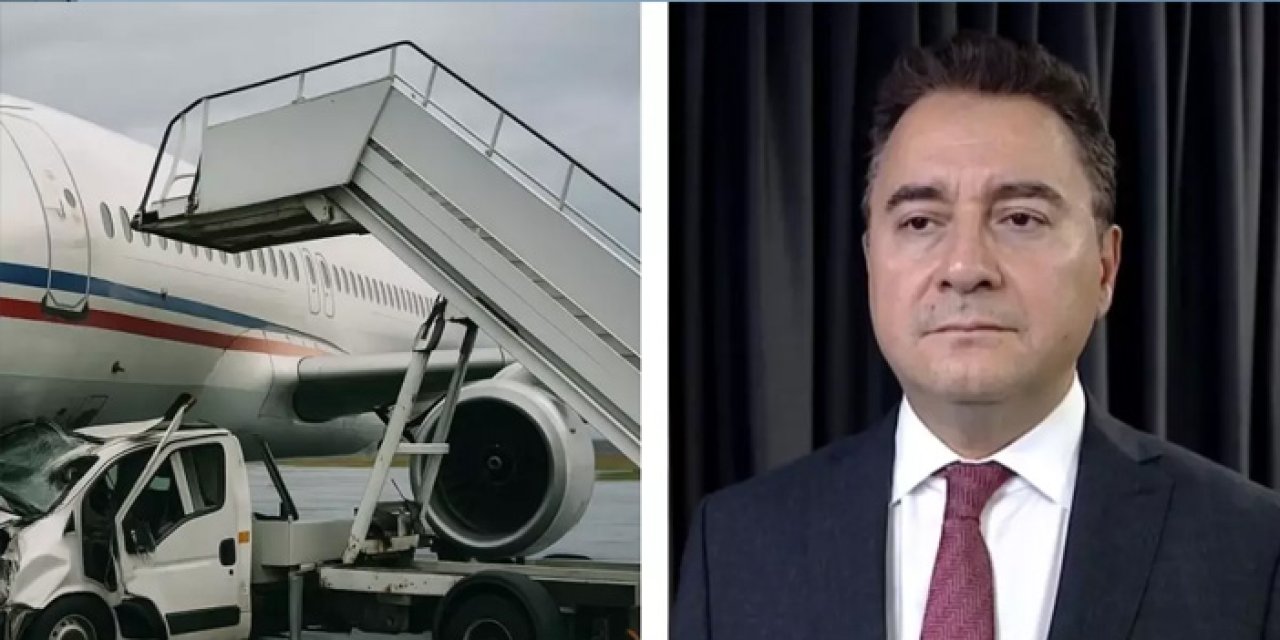 Ali Babacan'ın yolculuk yapacağı uçağa merdiven aracı çarptı