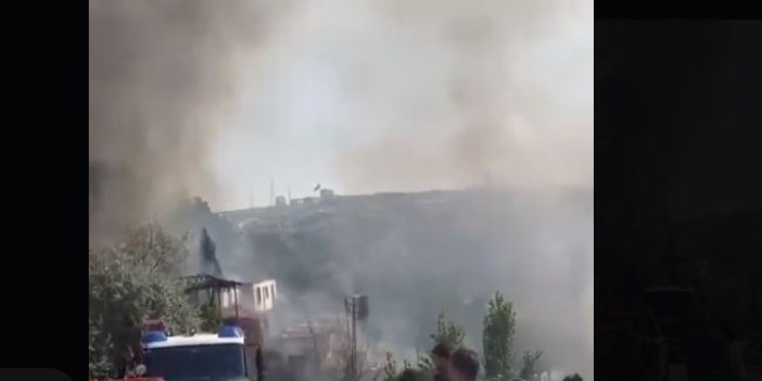 Mamak’ta taş ocağından çıkan yangın ormanlık alana sıçradı