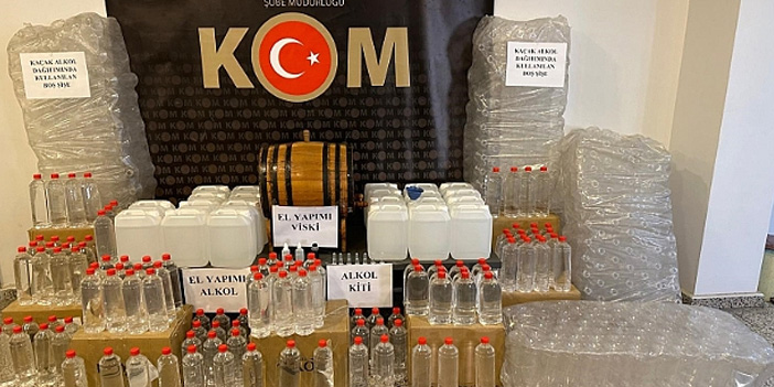 Sivas'ta kaçak içki operasyonu: 163,5 litre sahte içki ele geçirildi