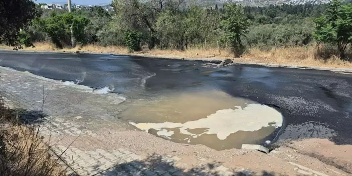 Bodrum’da su hattı patladı: Tonlarca su boşa aktı