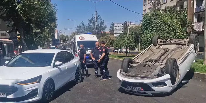 14 Yaşındaki sürücü dehşet saçtı: Otomobil takla attı