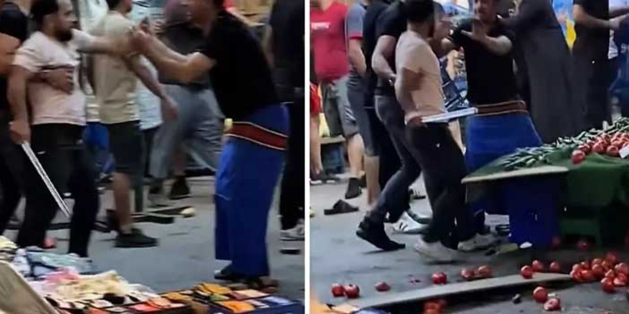 Pazarcılar arasında döner bıçaklı kavga: 1 polis yaralandı