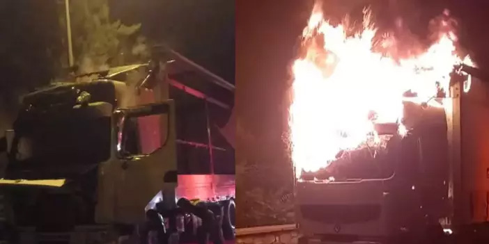 Park halindeki TIR’da çıkan yangın korkuttu