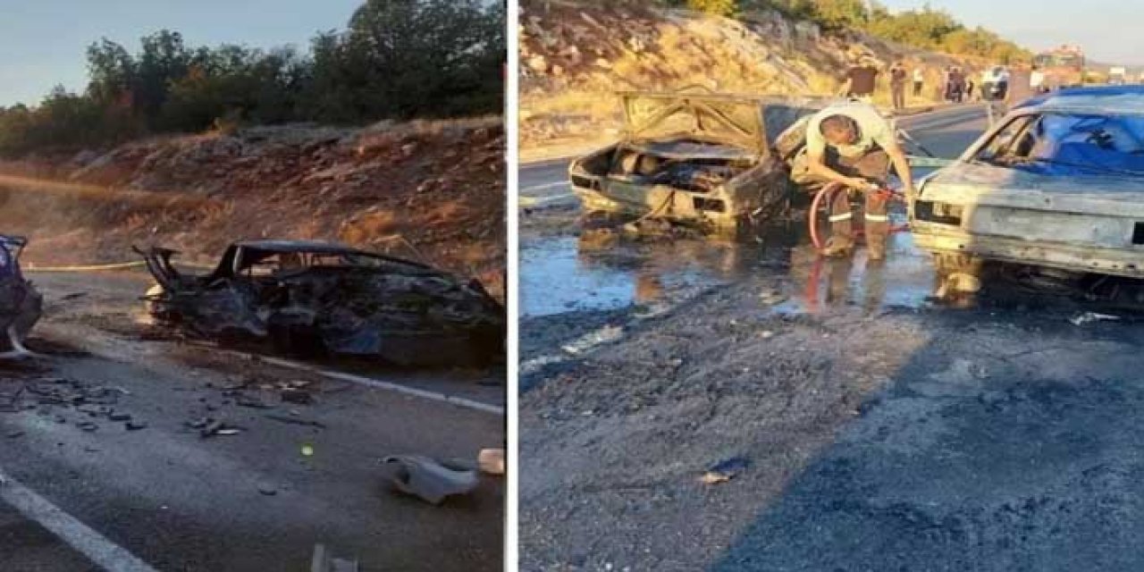 Araçlar bile tanınamaz hale geldi! 3 kişi yanarak hayatını kaybetti