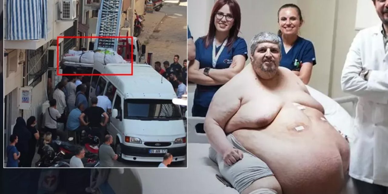 Görüntü Türkiye'den! 310 kiloluk cenazeyi evden böyle çıkardılar