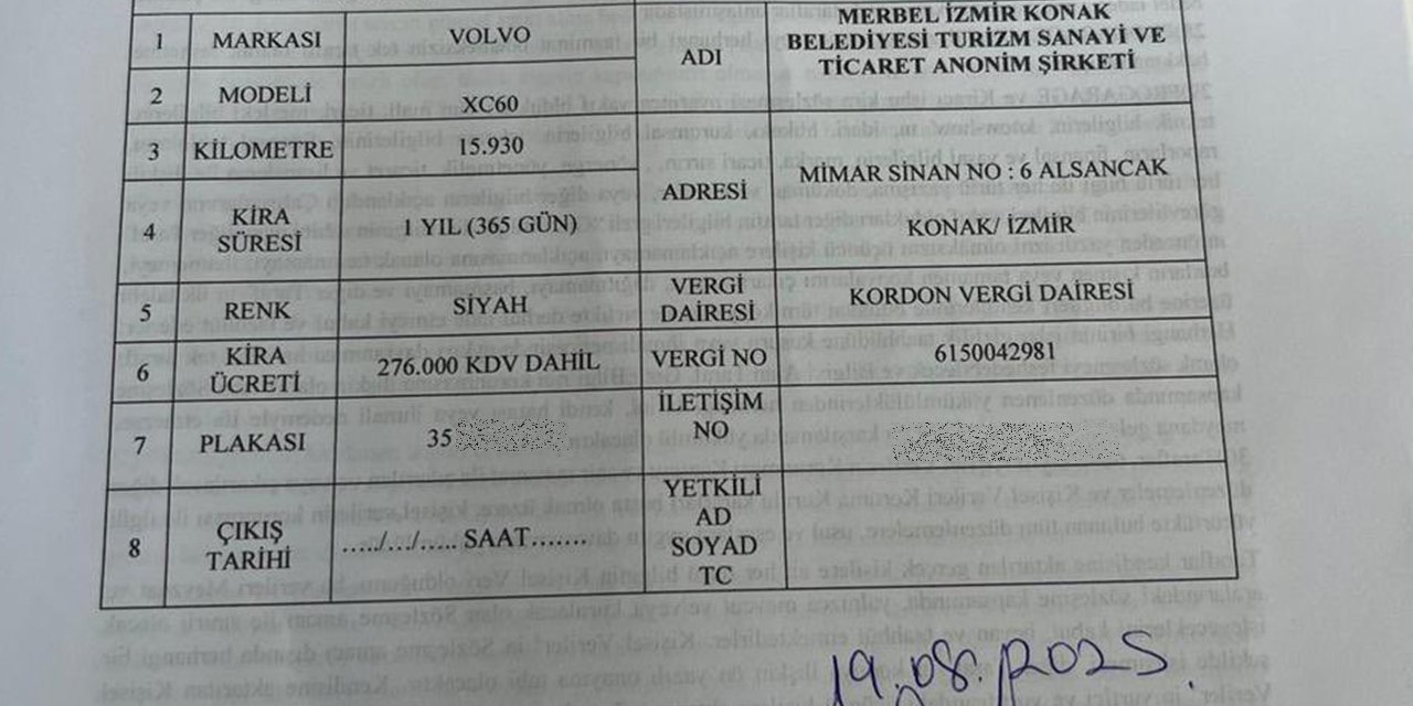 İzmir Konak Belediyesi’yle ilgili çarpıcı iddia: Aylık 276 bin TL’ye araç kiralandı