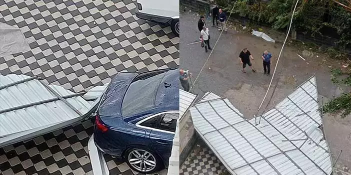 Hatay Dörtyol’da fırtına: 2 binanın çatısı uçtu, araçlar zarar gördü