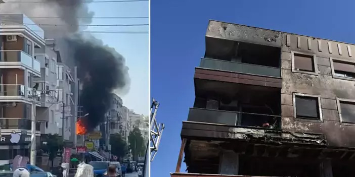 İzmir Buca’da 3 katlı binanın 1’inci katında yangın çıktı