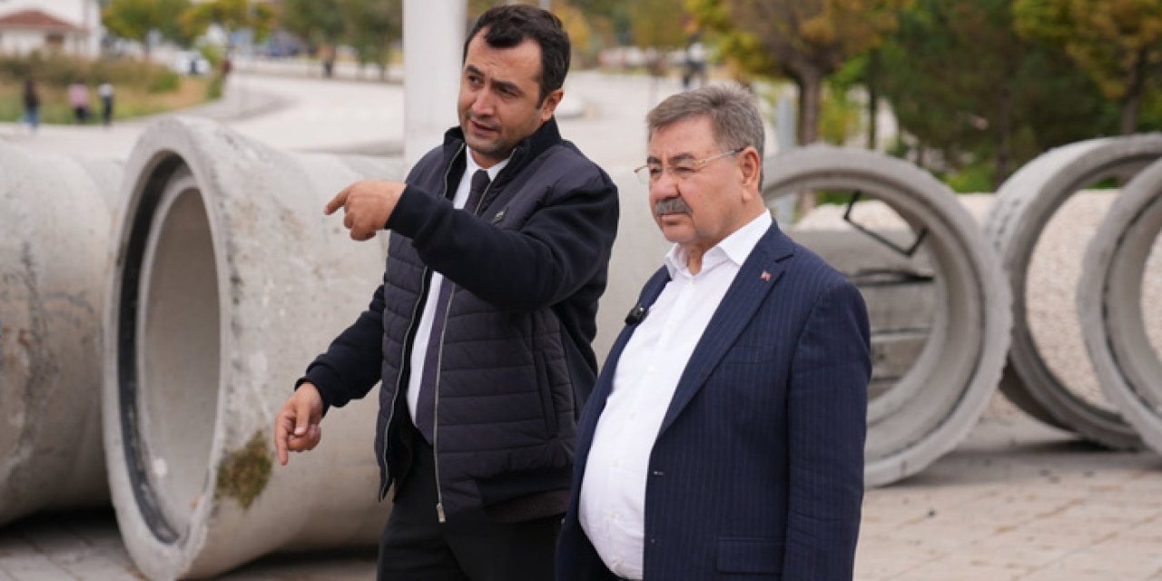 Gölbaşı’nda Alparslan Türkeş Parkı’ndaki su birikintisi sorunu altyapı çalışmasıyla gideriliyor
