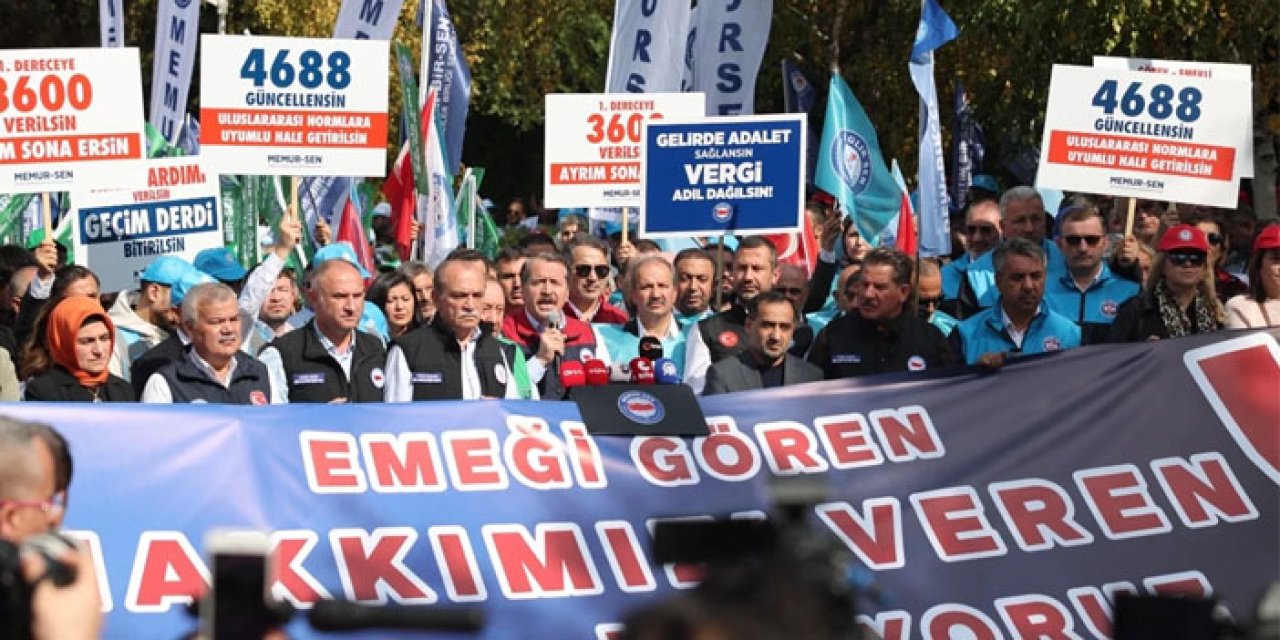 Memur-Sen üyeleri TBMM önünde bütçe taleplerini açıkladı