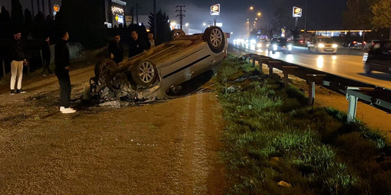 Bursa’da korku dolu anlar: Otomobil takla attı, 2 yaralı