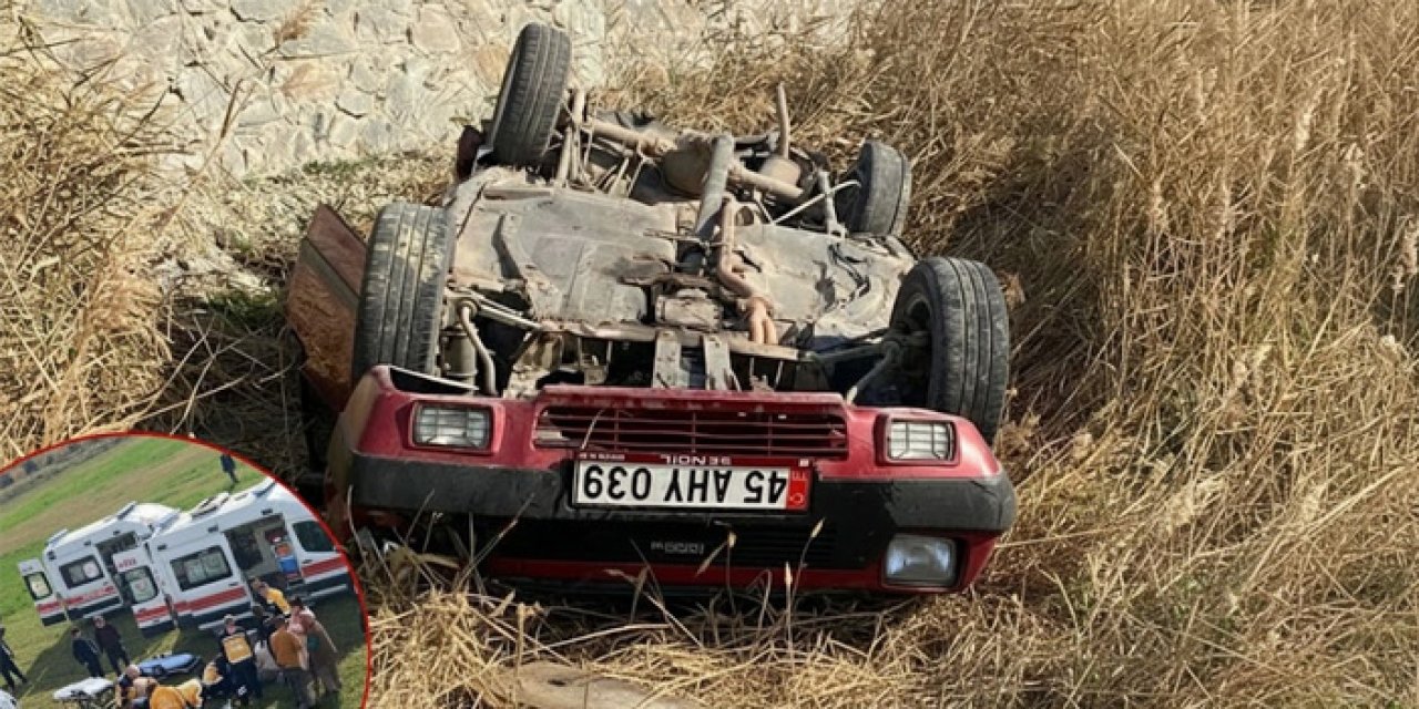 Manisa’da otomobil tarlaya uçtu: 1’i bebek 5 yaralı