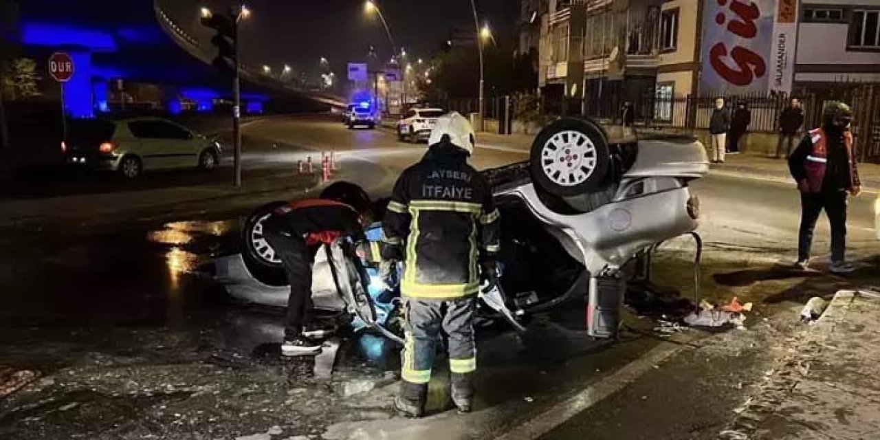 ‘Dur’ ihtarına uymayan sürücü takla attı, araçtan silahlar çıktı