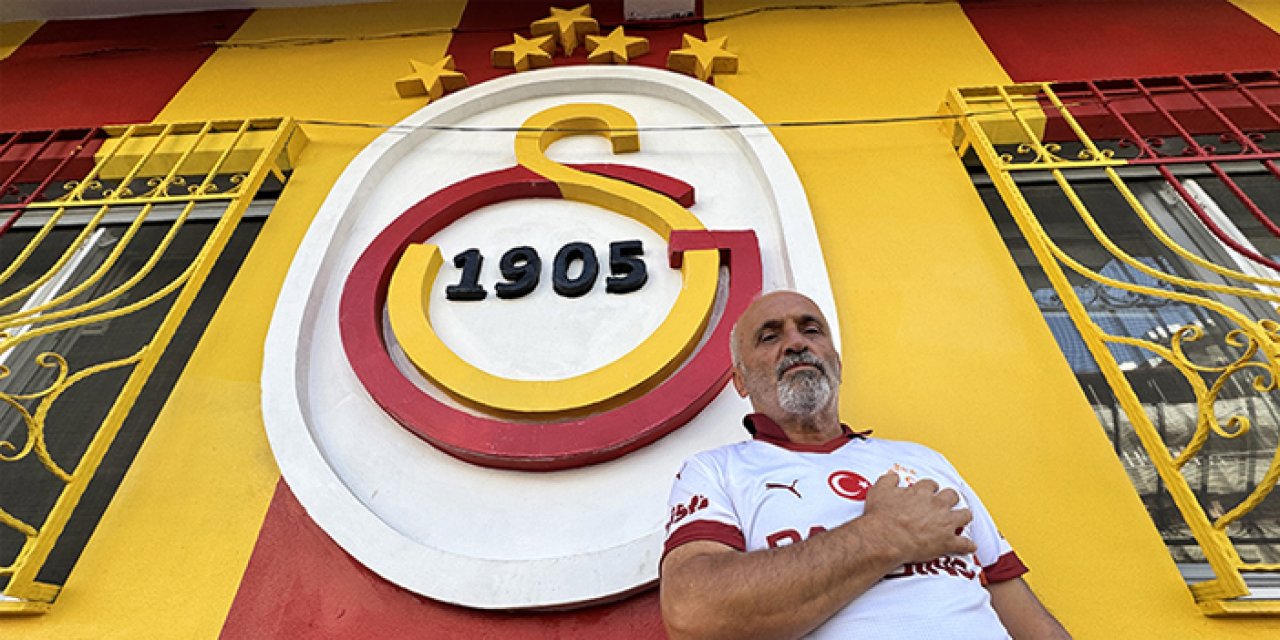 Galatasaray tutkusunu evinin dış cephesine taşıdı