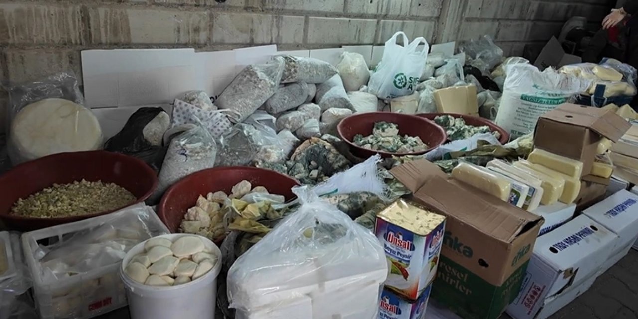 Karaman’da konut bodrumunda tonlarca kaçak süt ürünü bulundu