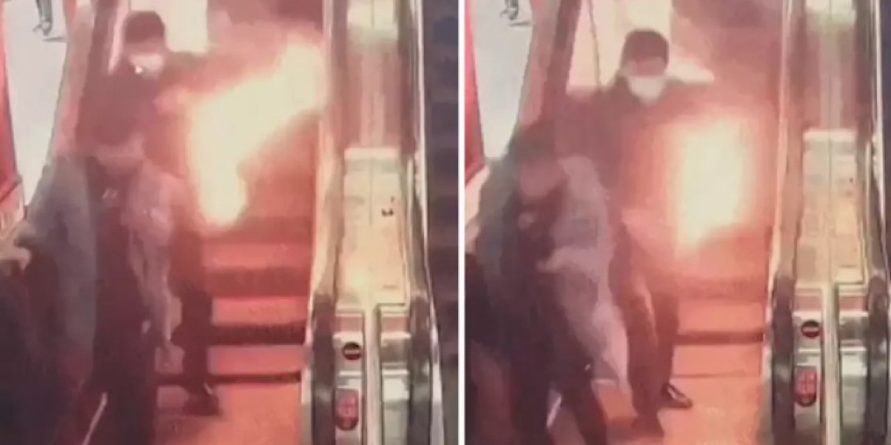 Cebindeki Şarj Cihazı Patladı, Yürüyen Merdivenden Alevlerle İndi