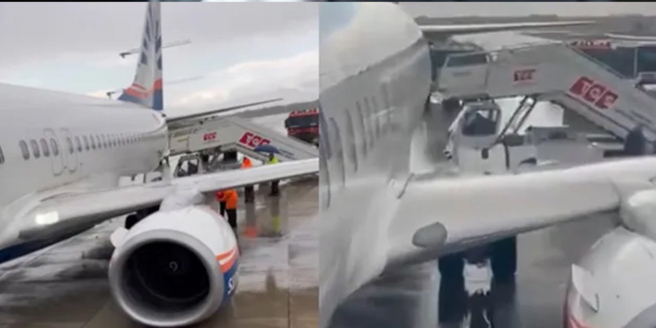 Antalya Havalimanı'nda büyük panik! Uçağın iniş takımları kırıldı