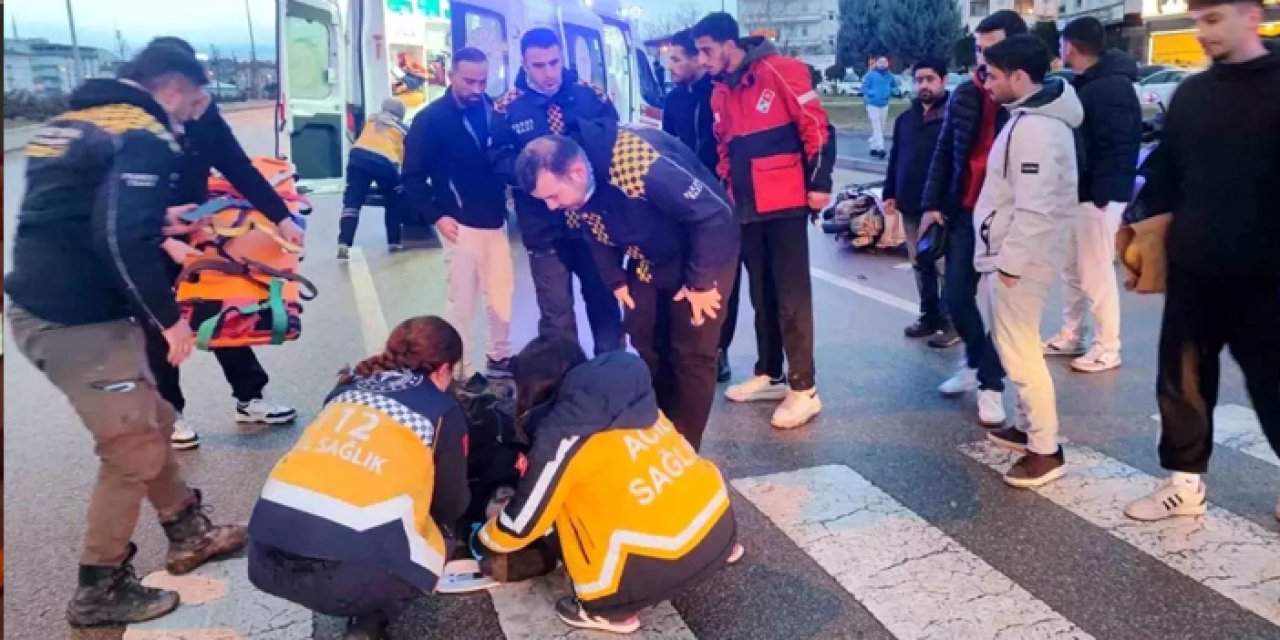 Sincan’da motokurye ışıklarda kaza yaptı