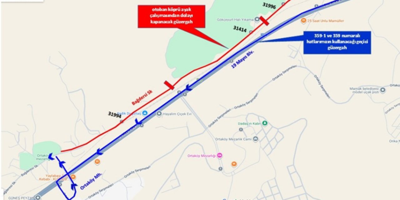 Mamak’ta otoban çalışması ulaşımı değiştirdi: 4 durak geçici olarak devre dışı