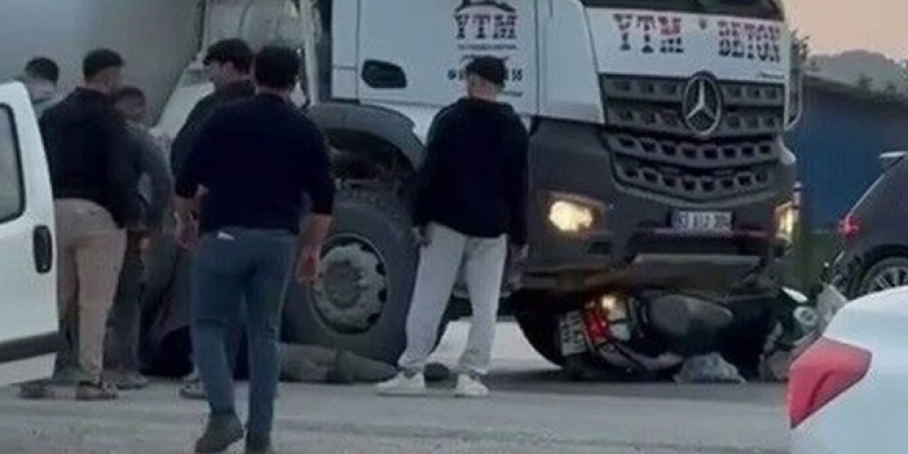 Beton mikseriyle çarpışan motosiklet sürücüsü yaralandı