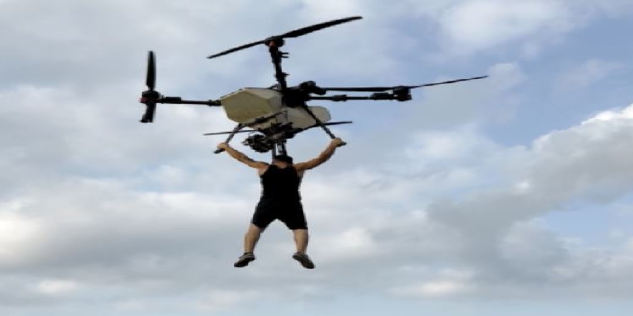 Drona tutunup havalanan çiftçi ölümden döndü: Dronla birlikte yere çakıldı