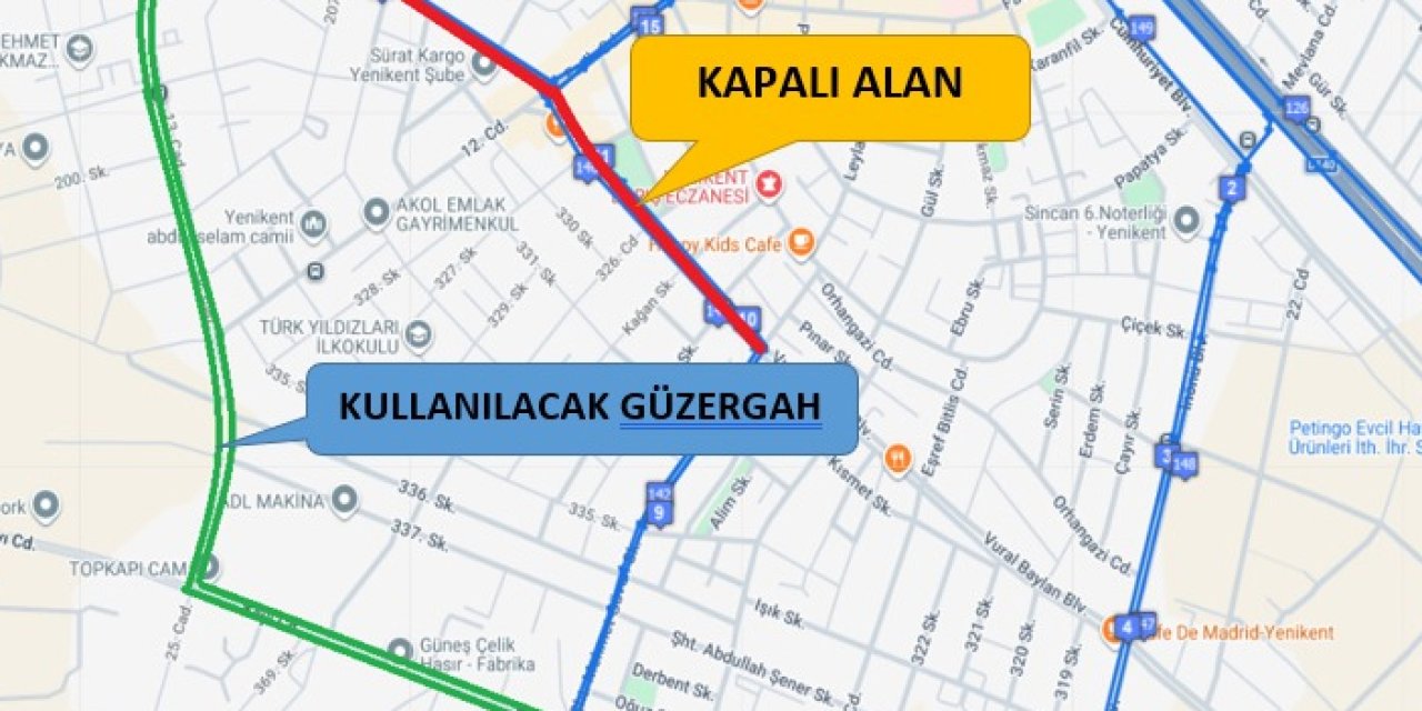 Vural Baylan Bulvarı’ndaki altyapı çalışmaları nedeniyle EGO hatlarında geçici düzenleme