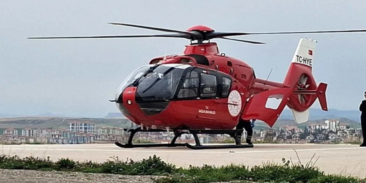 Beypazarı'nda hava ambulansı beyin kanaması geçiren hasta için havalandı