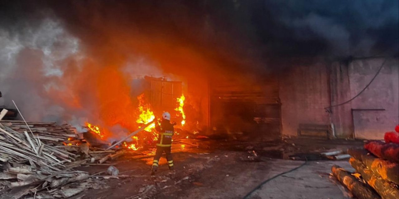 Edirne'de feci yangın: Kereste fabrikası alevlere teslim oldu