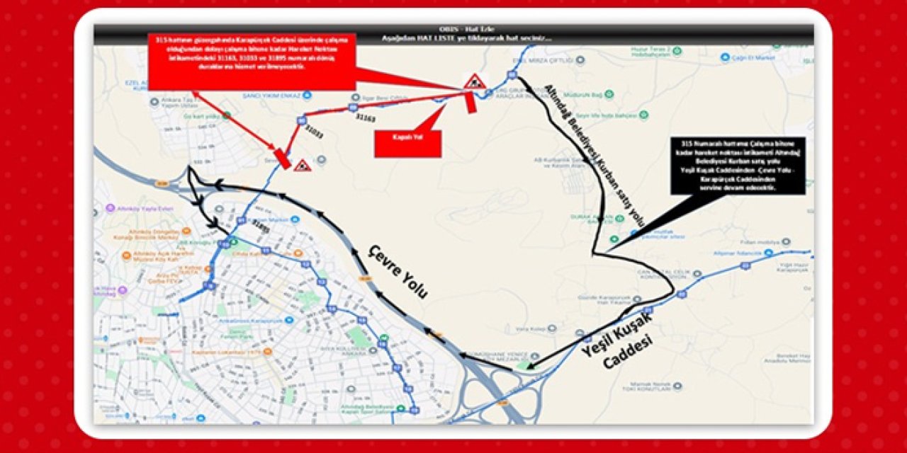 Başkentte ulaşıma asfalt engeli: 315 hattında güzergâh değişti