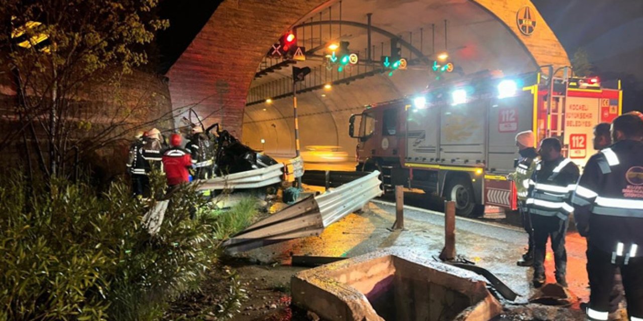 İzmit'te otoyol dehşeti: Otomobil tünel duvarına çarptı, 1 ölü