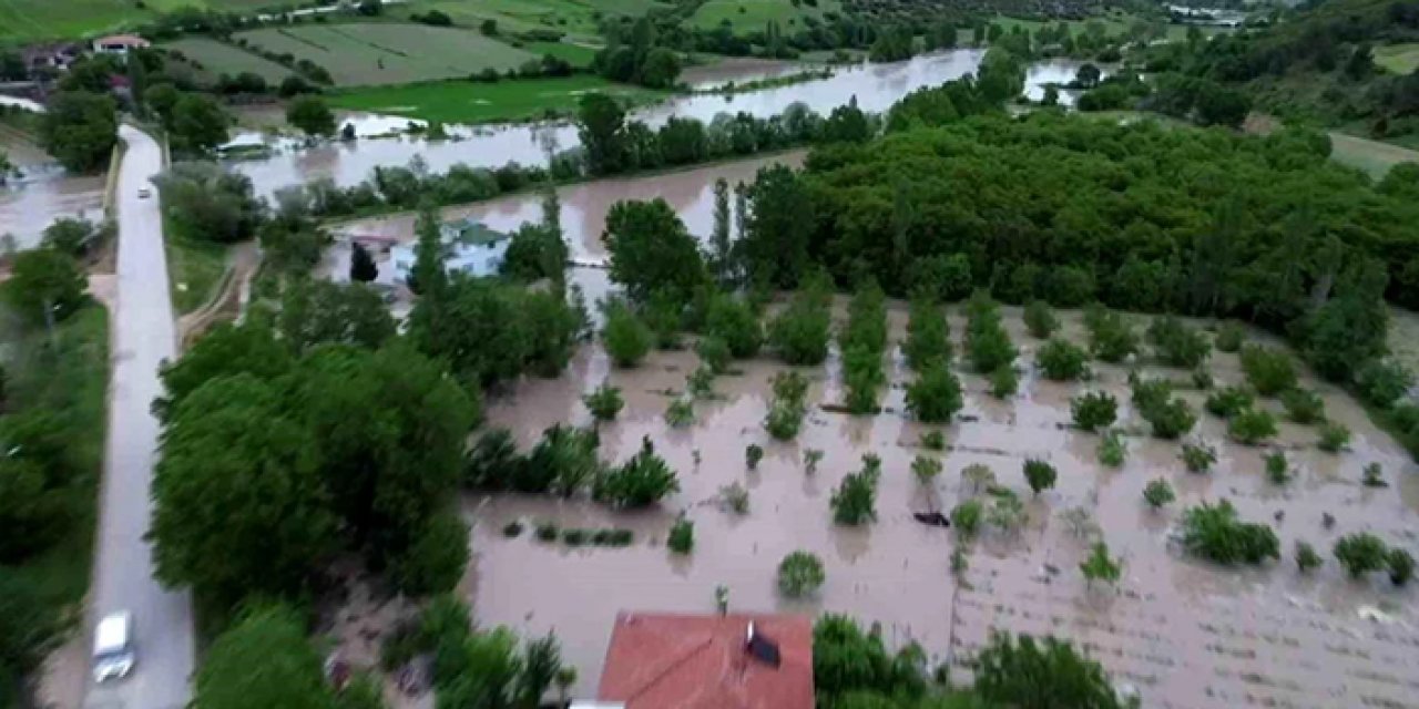 Tokat'ta Kelkit Çayı taştı, köyü su bastı