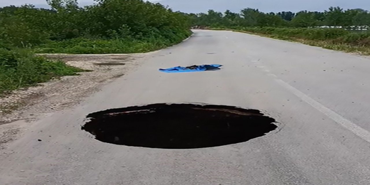 Tokat'ta sağanak nedeniyle yol çöktü