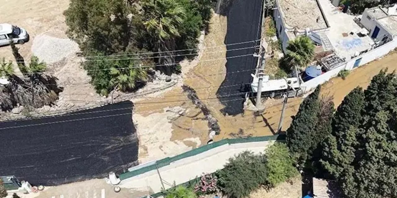 Bodrum'da isale hattı patladı, tonlarca su boşa aktı