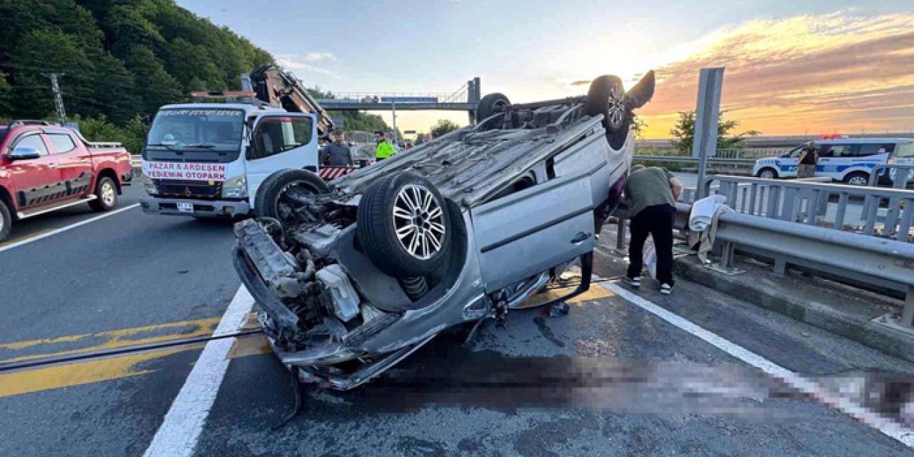 Rize'de bariyerlere çarpan otomobil takla attı, 4 yaralı!