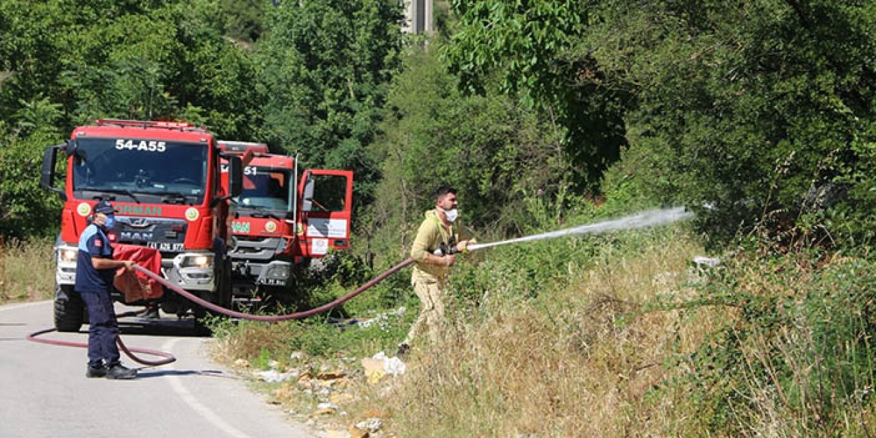 Çöplük alanda çıkan yangın ağaçlara sıçradı