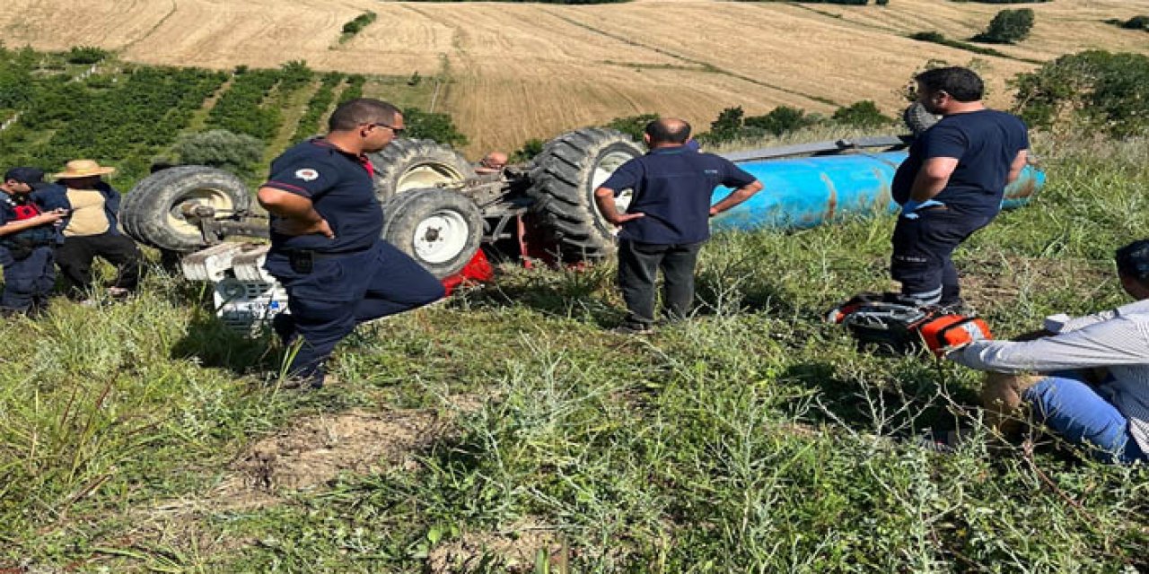 Samsun'da devrilen aracın altında kalan çiftçi hayatını kaybetti