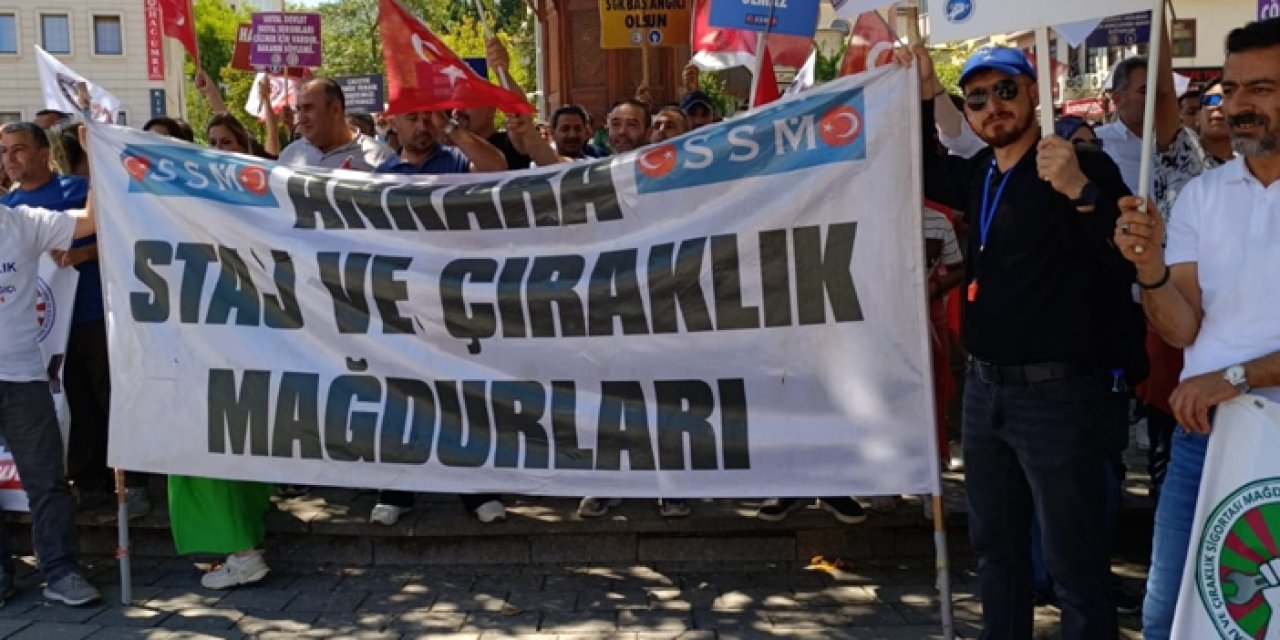 Staj ve çıraklık mağdurlarından emeklilik çağrısı meydanlara taşındı