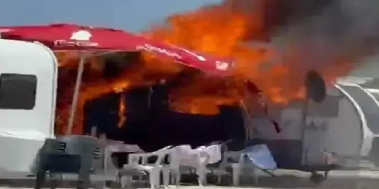 Park halindeki karavan alevlere teslim oldu