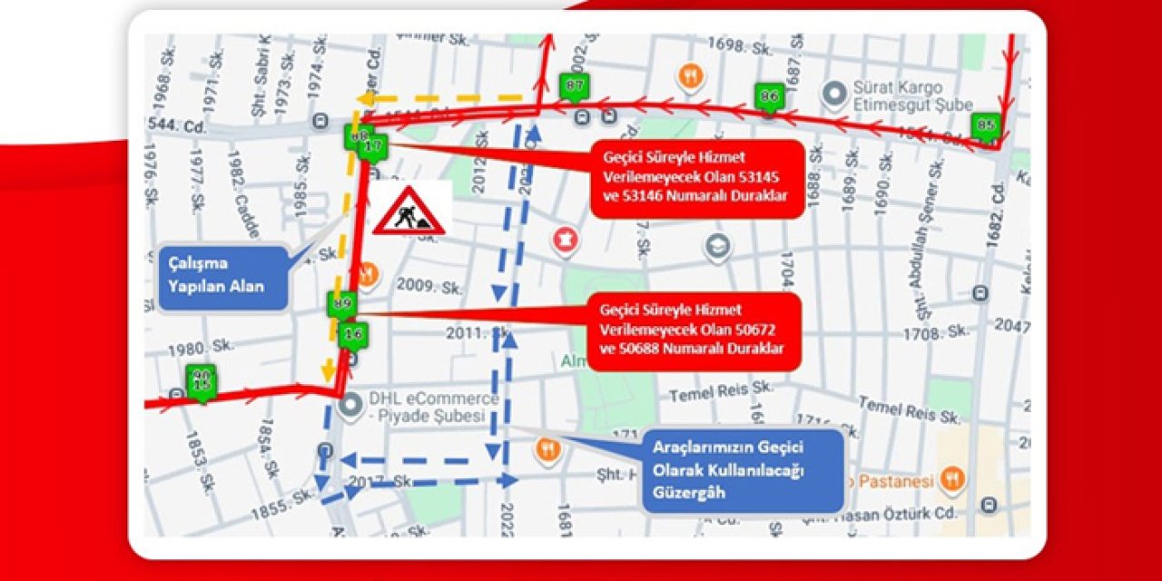 Etimesgut’ta otobüs hatlarının güzergahları değişecek