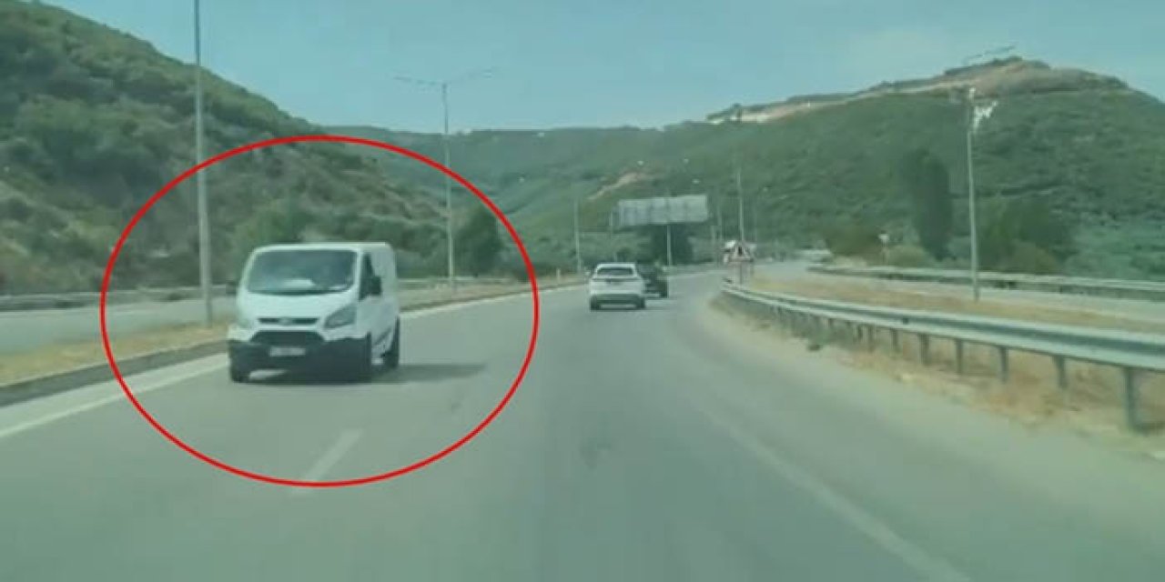 Ters yönde ilerleyen minibüs, tehlike yarattı