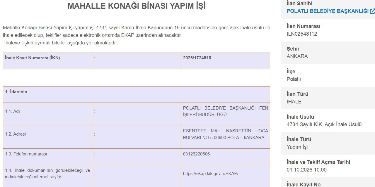 Polatlı Belediyesi Avdanlı’ya konak yapacak