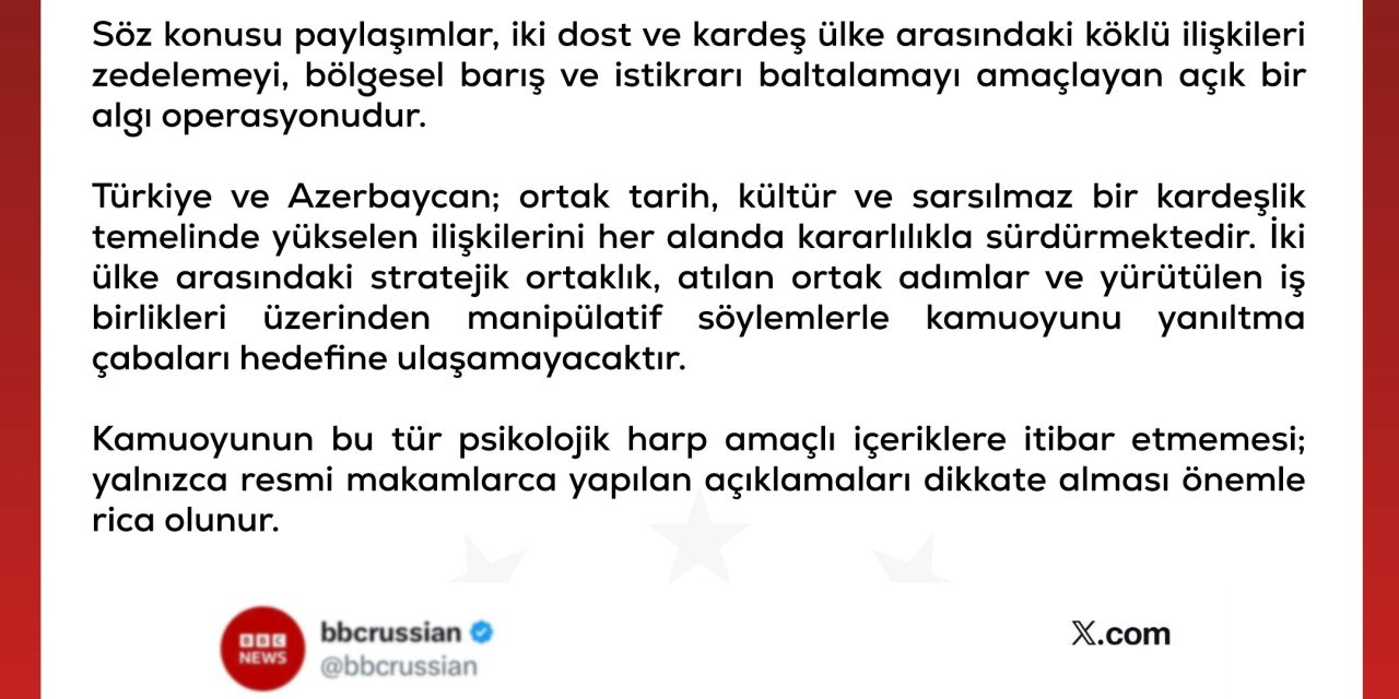 DMM'den Türkiye-Azerbaycan ilişkilerini hedef alan paylaşımlara açıklama