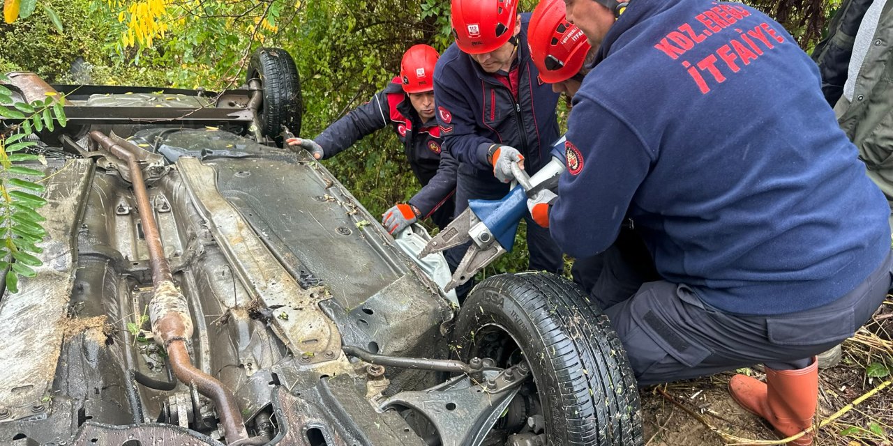 Takla atan otomobilde 3 kişi yaralandı