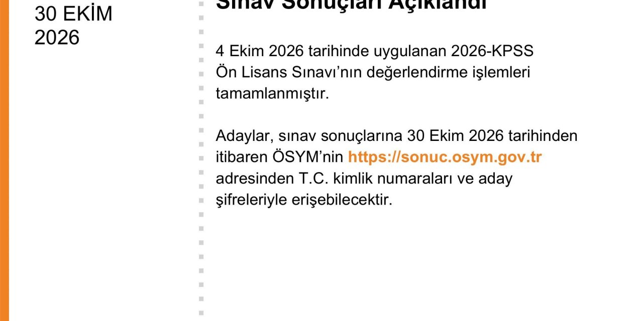 2026-KPSS Ön Lisans sınav sonuçları ilan edildi