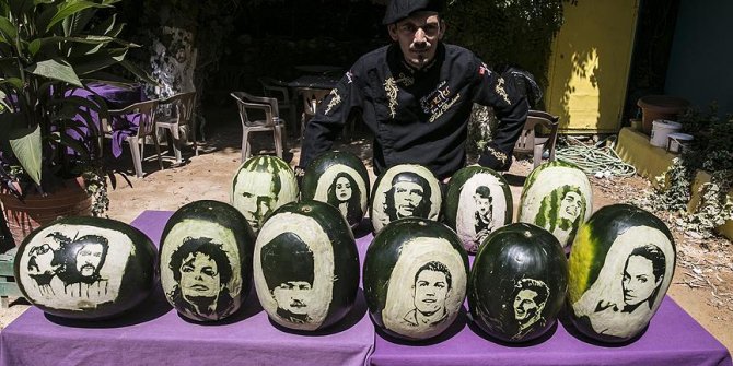 Dünyaca ünlü simaları karpuz üzerine işliyor