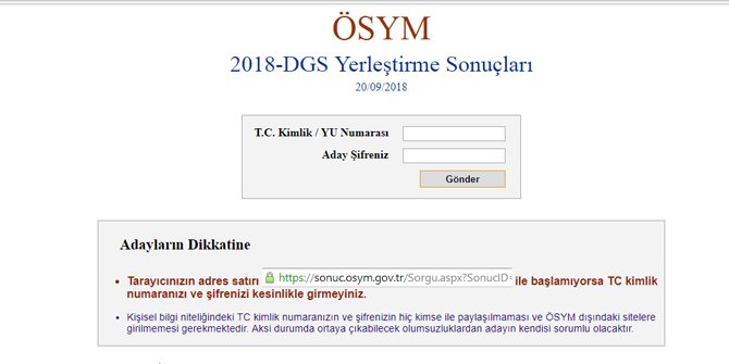 DGS 2018 Sonuçları Açıklandı! ÖSYM 2018 DGS Yerleştirme Sonuçları