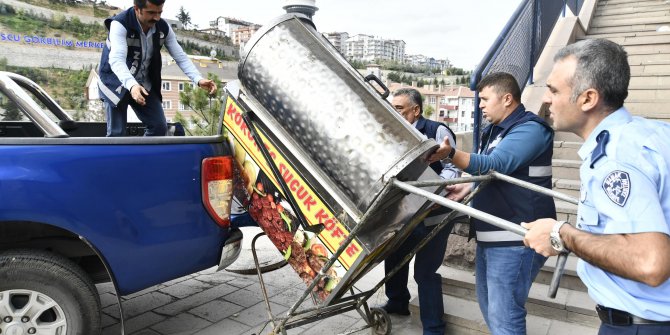 Mamak zabıtası, seyyarı denetledi