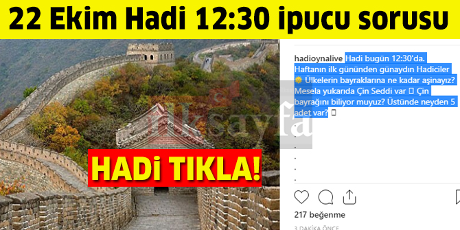 Çin Bayrağı'nın üstünde 5 adet ne var? 22 Ekim HADİ ipucu