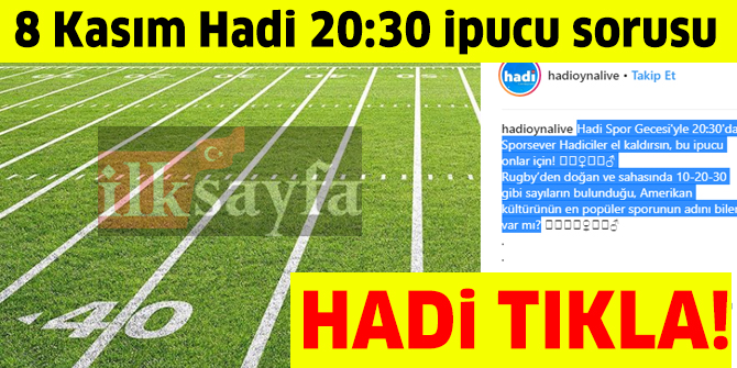 Amerika'nın en popüler sporunun adı nedir? Rugby'den doğan en popüler Amerikan sporu nedir? 8 Kasım HADİ 20:30 ipucu