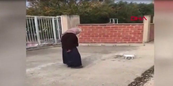 İlk kez drone gören teyzenin tepkisi gülümsetti